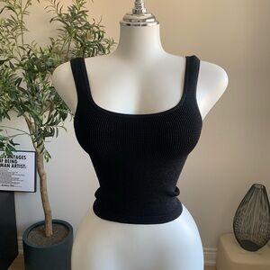ZARA Black Textured Knit Tank XS S
